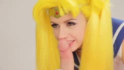 Lexi Belle cosplaying a very sexy Sailor Moon while giving hot BJ'